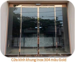 Cửa kính khung Inox 304 màu Gold