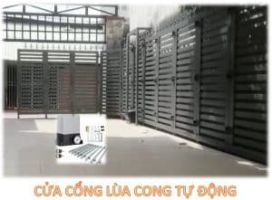 Mẫu cửa cổng lùa cong 90 độ tự động